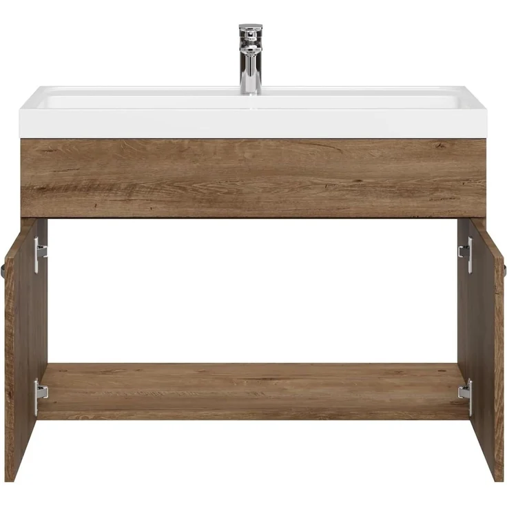 Badplaats Badmöbel Set mit Waschbecken und Unterschrank Paso 01 80 x 40 cm Braun Eiche - Waschbeckenunterschrank mit Waschbecken – Bild 5