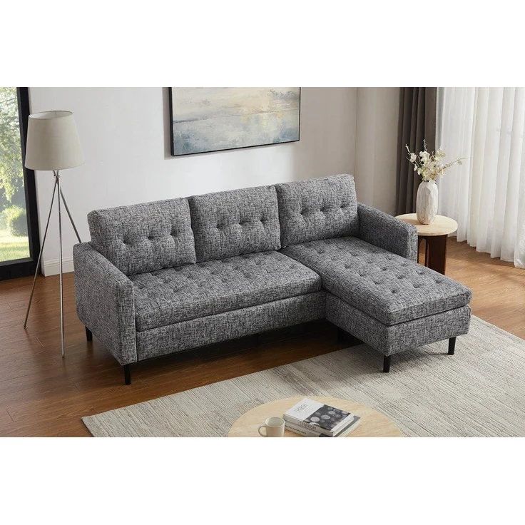 riess-ambiente Ecksofa STOCKHOLM 220 cm grau – 3-Sitzer, Strickstoff, Ottomane beidseitig, Einzelartikel 1 Teile, bequeme Eckcouch mit Federkern – ideal fürs Wohnzimmer & Gästezimmer – Bild 5