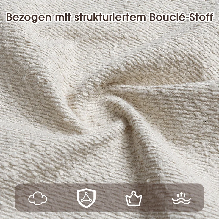 6 Esszimmerstühle aus Massivholz, bequem und atmungsaktiv, geeignet für Esszimmer, Wohnzimmer, Cafés, moderner Stil, boucle, Walnussholzfarbe + Beige--Nussbaum--60x51x80cm--YOUDENOVA – Bild 6