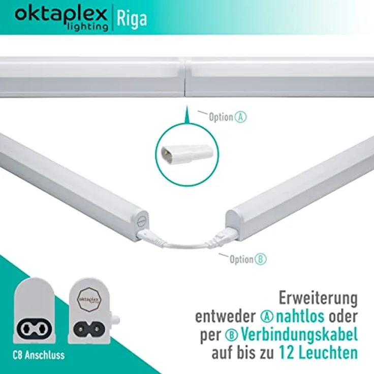 Oktaplex lighting LED Unterbauleuchte 2x Oktaplex RIGA Unterbauleuchte 9W 3000K, Ein-/Ausschalter, LED fest verbaut, Warmweiß – Bild 4