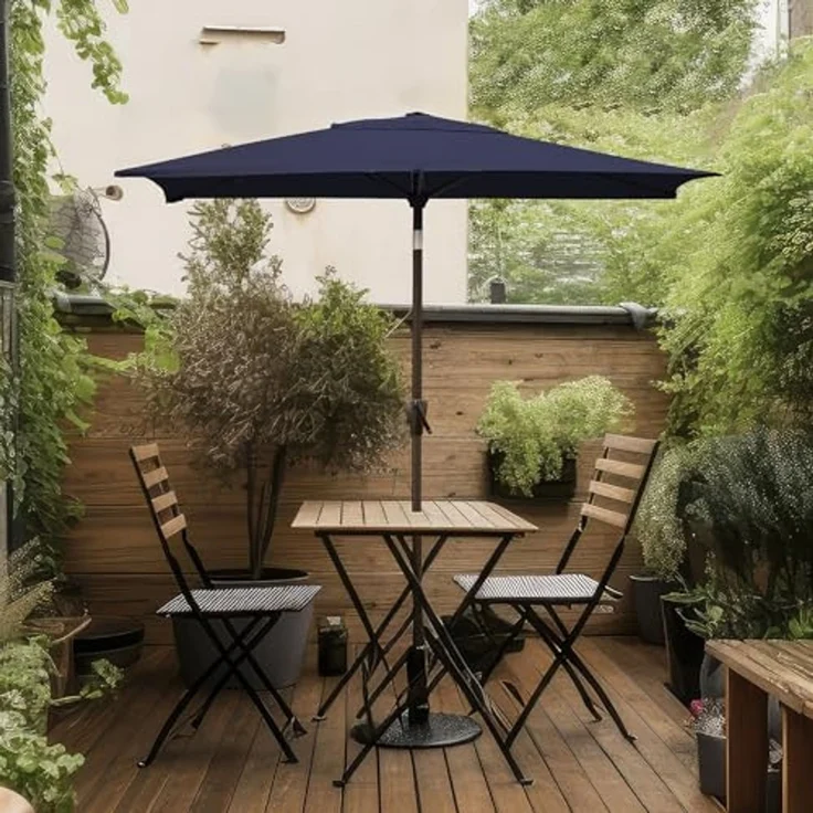 Sekey Sonnenschirm mit Kurbel und UV50+, knickbar, Aluminium blau, 210 × 140 cm – Bild 6