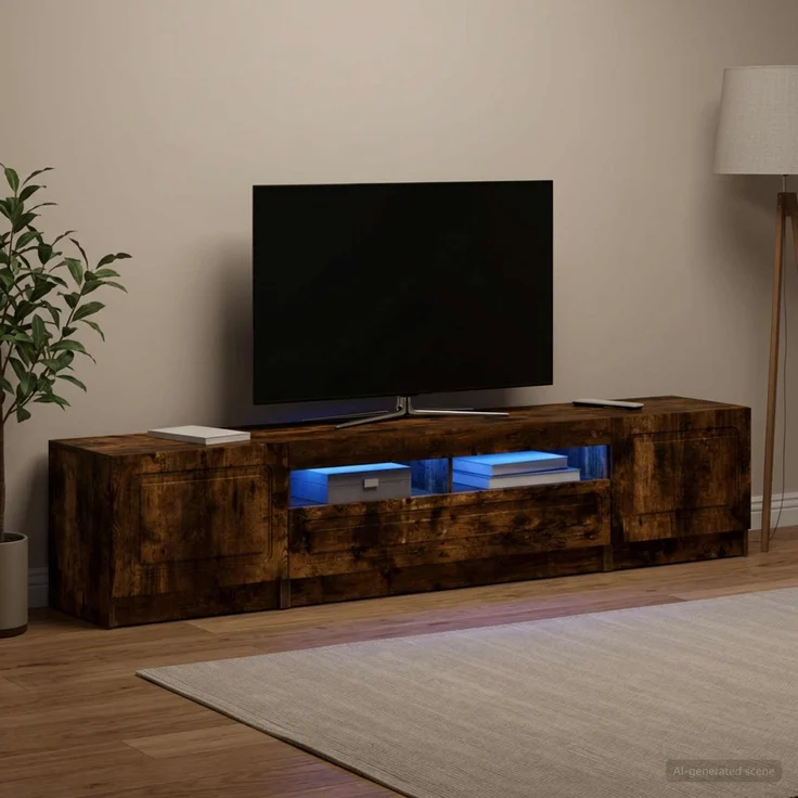 vidaXL LED-TV-Schrank UTRECHT 3 stk. Raucheiche Holzwerkstoff 3417007 – Bild 1