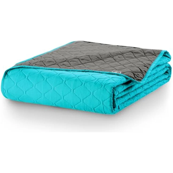 DecoKing Tagesdecke Bettüberwurf mit Uni Wendedesign leichte Allzweckdecke Wohndecke, Wendedesign, Zweifarbig, Steppung – Bild 6