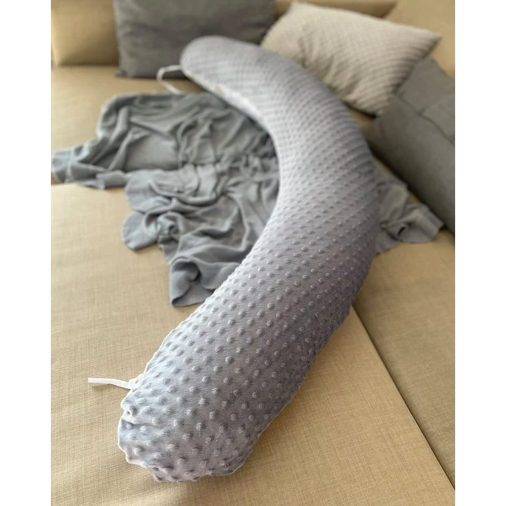 Loolay Stillkissen MINKY Graphit/ HASE Beige Stillkissen Schwangerschaftskissen, Seitenschläferkissen ink. MINKY/ Baumwolle BEZUG (mit Reißverschluss), Perfekt Original Geschenk!, LOOLAY® - 100% Europäische Stoffe und Kleinserien-Nähen! – Bild 3