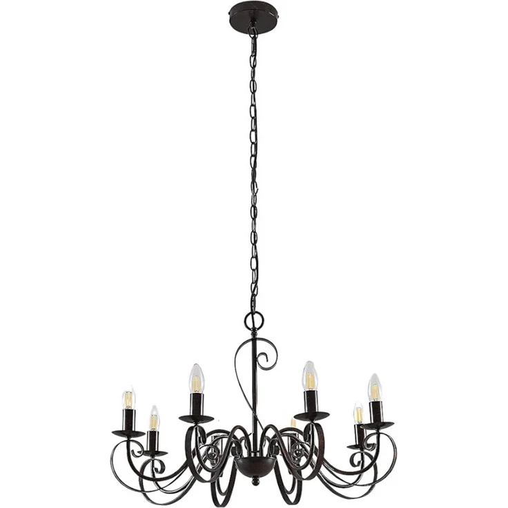 Lucande Kronleuchter Caleb, Metall, Braun IP20, 8 x 40 W – Bild 1