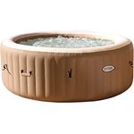 Intex PureSpa Bubble Massage, Aufblasbares Spa Ø196 x 71 cm, rund, braun, für 4 Personen, 795 l, 120 Luftdüsen, 2.200 W Heizung