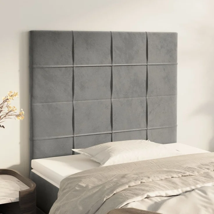 vidaXL Kopfteile 2 Stk. Hellgrau 80 x 5 x 78/88 cm Samt 3116362 – Bild 1