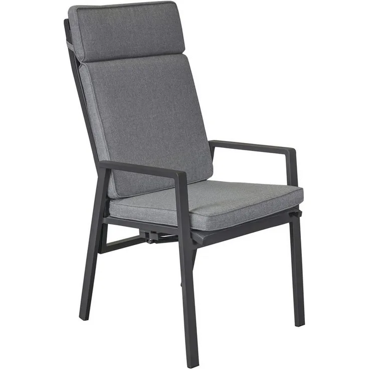 LC Garden 'Sunfort' Gartenstuhl, verstellbar, 1 Stück, Alu/Textilene grau, 63 x 57 x 110 cm