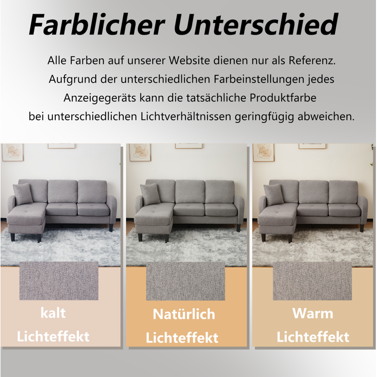 DESVIAE Sofa mit flexibel montierbarer Chaiselongue 166x77x118 cm Baumwoll-Leinen-Bezug Antik-Dunkelgrau – Bild 4