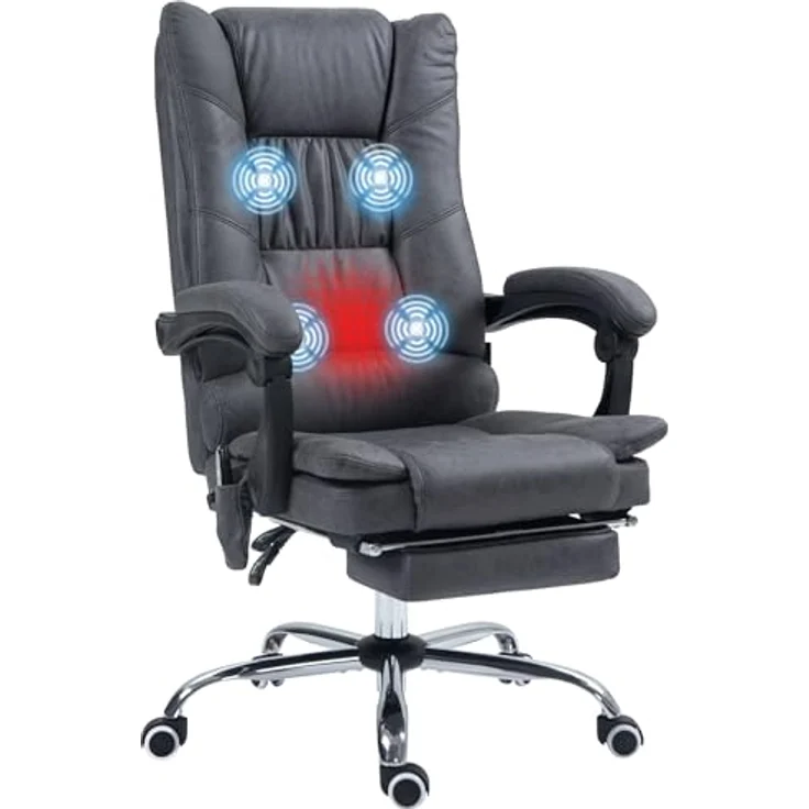 Vinsetto Massage-Bürostuhl mit Fußstütze, höhenverstellbar 111-119 cm für optimale Ergonomie – Bild 1