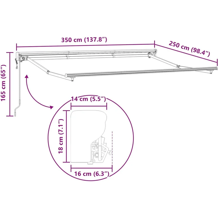 vidaXL Elektrische ausziehbare Markise Weiß 3,5x2,5 m 3420985 – Bild 9