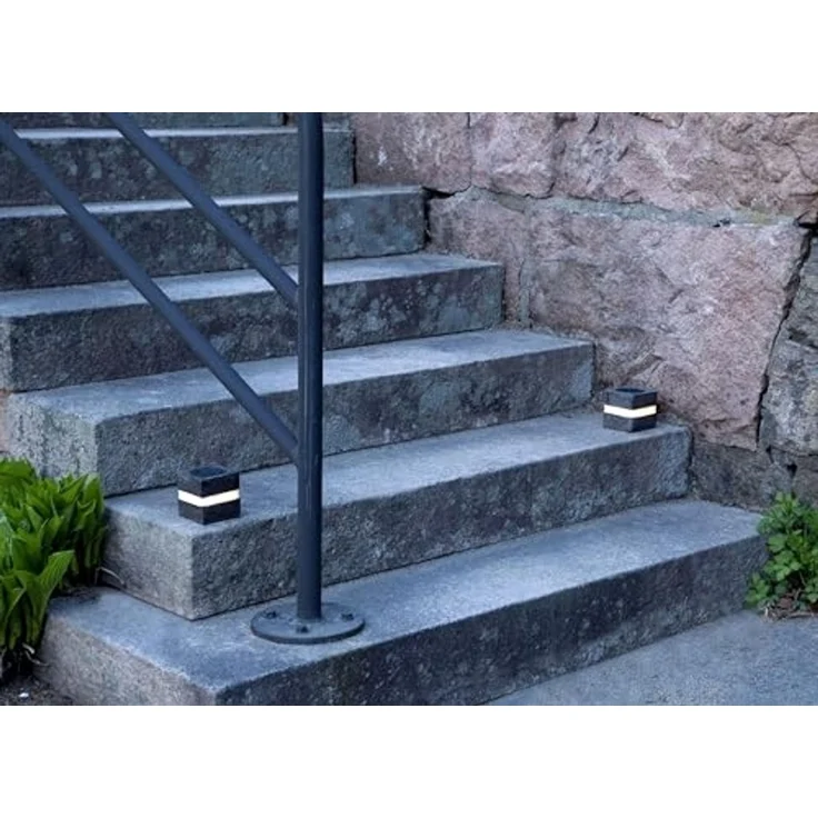 LED-Solar-Dekoration "Stonecube", 2 Stück, grau – Bild 1