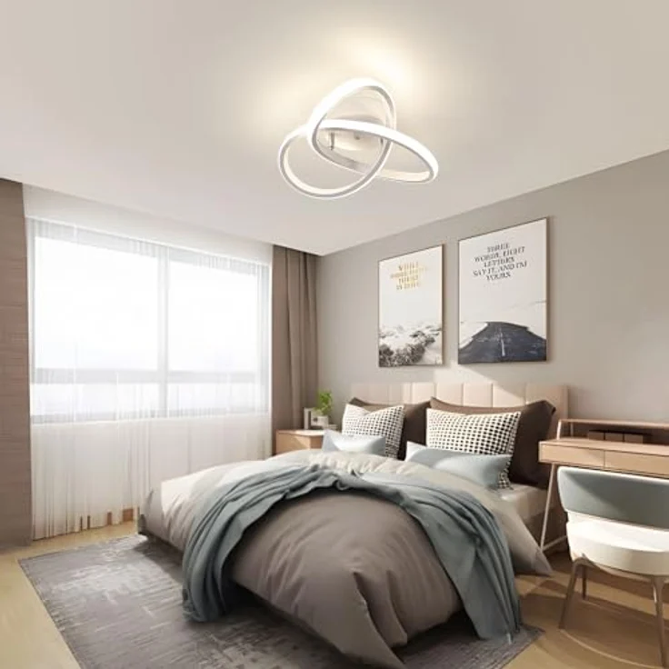 Comely Deckenlampe LED, 30W 3300LM LED Deckenleuchte Modern, Kreative Blumenform LED Deckenbeleuchtung für Schlafzimmer Flur Küche Balkon, 4500K Natürliches Licht, Weiß – Bild 8