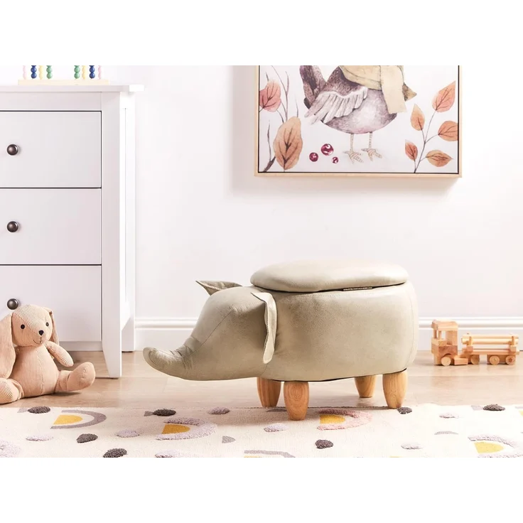 Beliani 'Elephant' Hocker, Kunstleder taupe, 70 x 35 x 32 cm – Bild 2