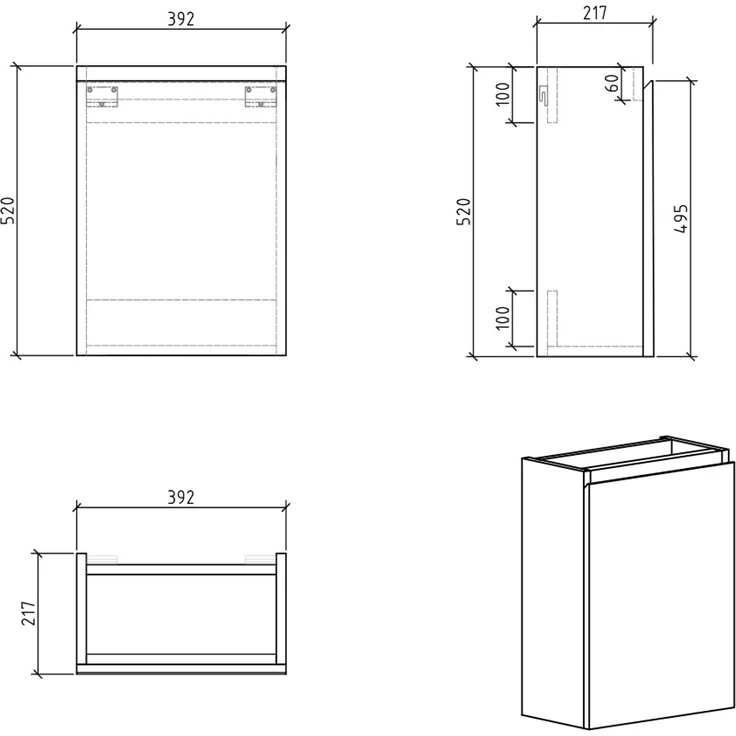 Badplaats Gäste-WC Waschtisch Set Angela 40x22 cm Kastanien Eiche - Platzsparend Badmöbel Set mit Waschbecken und Unterschrank, Soft-Close – Bild 6