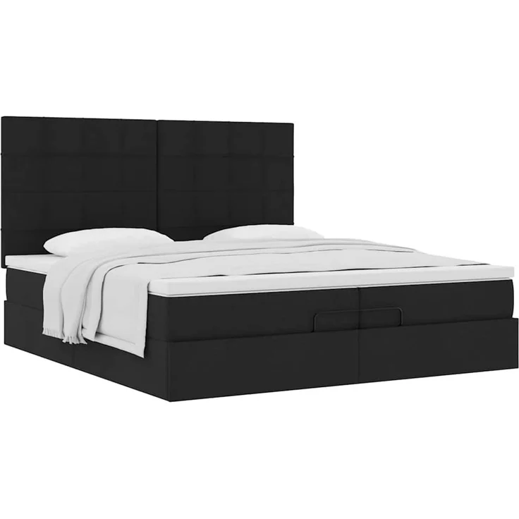 vidaXL Ottoman-Bett mit Matratzen Schwarz 200x200 cm Stoff 3313184 – Bild 12