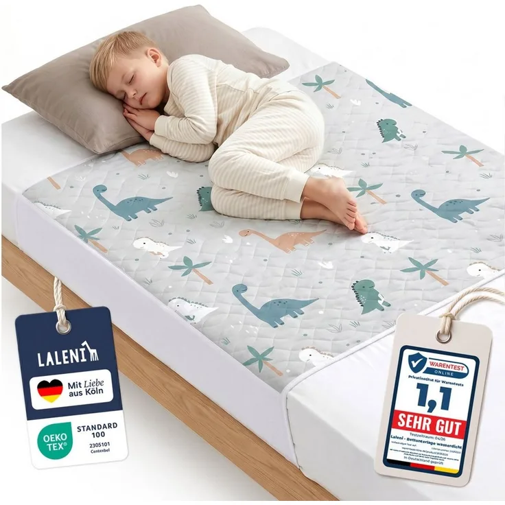 Matratzenauflage Bettunterlage wasserdicht Kinder, knisterfreie Matratzenauflage Laleni, mit rundum Gummizug oder seitliche Einstecklaschen
