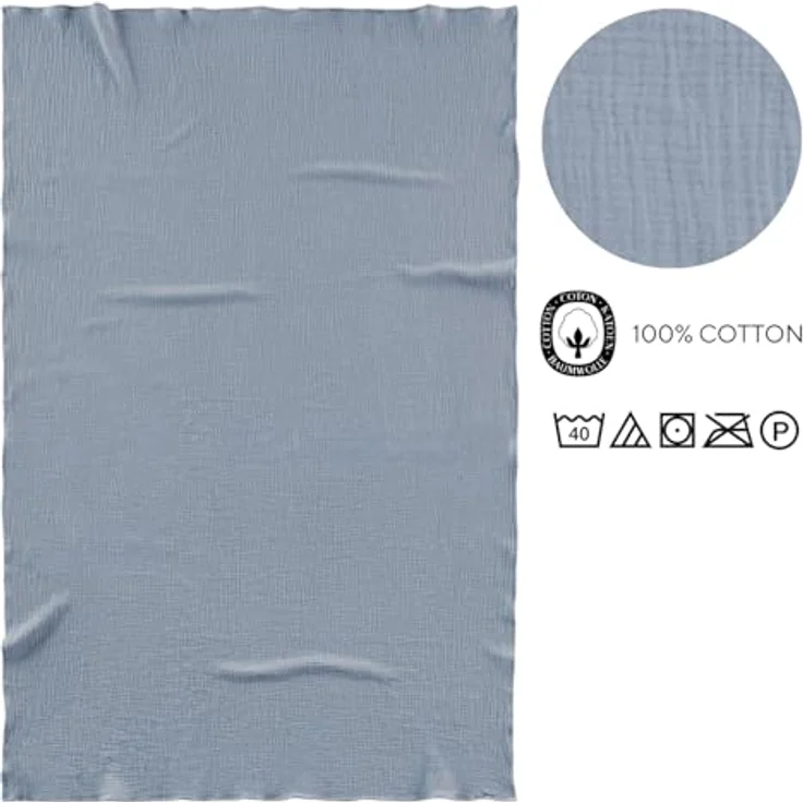 Sleezzz® Musselin Decke blau 150 x 200 cm – Bild 6