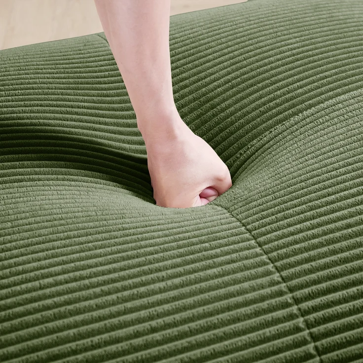 Ecksofa aus weichem Cordstoff,modular kombinierbar mit gebogenen Armlehnen ohne Montage hochelastische Schaumstoffpolsterung für Wohnzimmer Ruhezonen und Schlafzimmer,Cordstoff,Green, – Bild 9