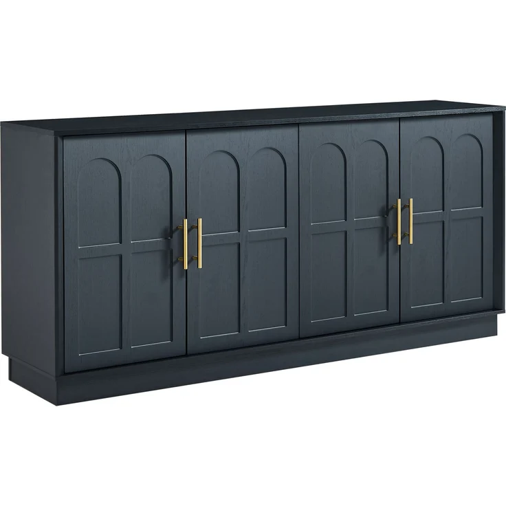 DESVIAE Sideboard mit verstellbaren Einlegeböden 169x80x40 cm MDF Schwarz – Bild 7