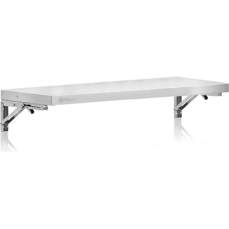 Mahlzeit Wandregal Edelstahl Wandregal, 120 x 30 cm, Küchenregal, Klappbar, Silber