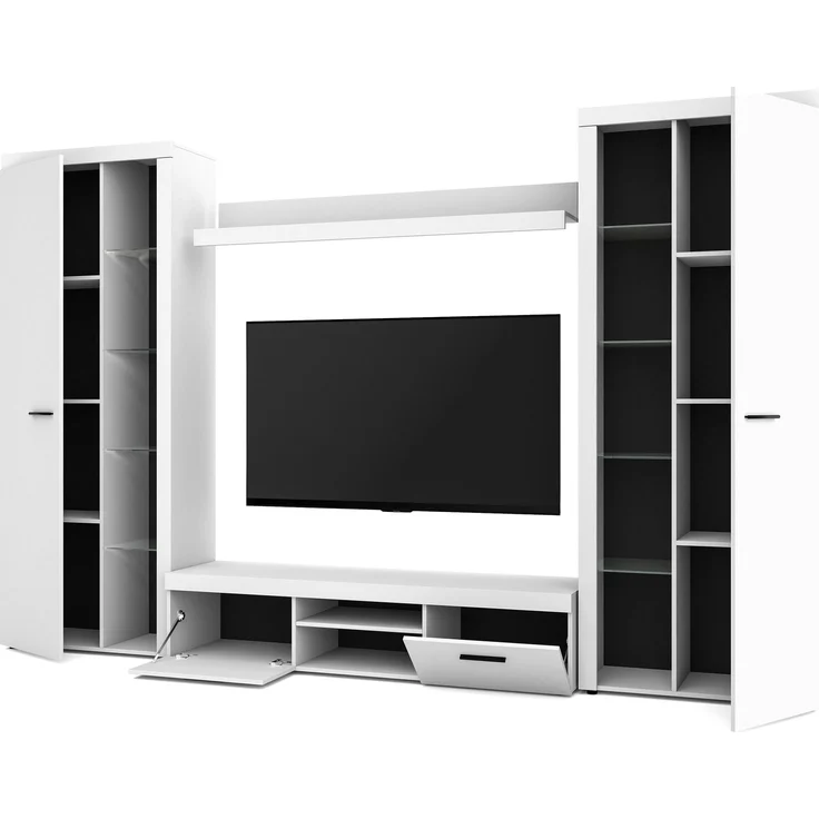 AX LIVING Spacoro XL Wohnwand weiß modern hochwertig 300 cm ohne LED – Bild 4