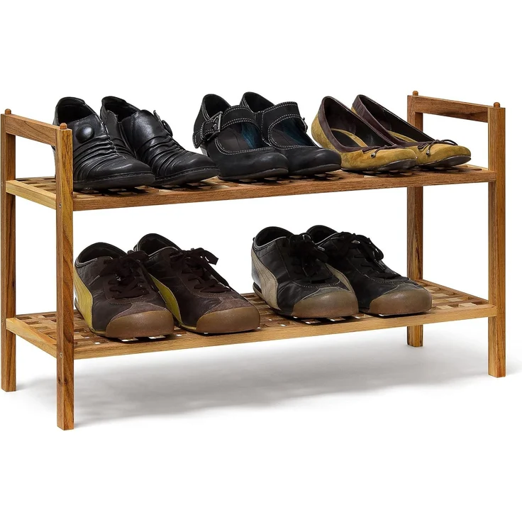 Relaxdays 3 x Schuhregal Walnuss stapelbar – Bild 1