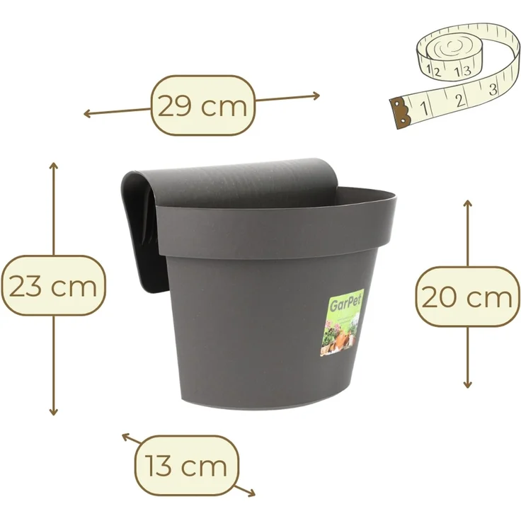 GarPet Balkonkasten 4er Set Geländertopf Balkon Wasserspeicher Blumen Topf Zaun Anthrazit – Bild 2