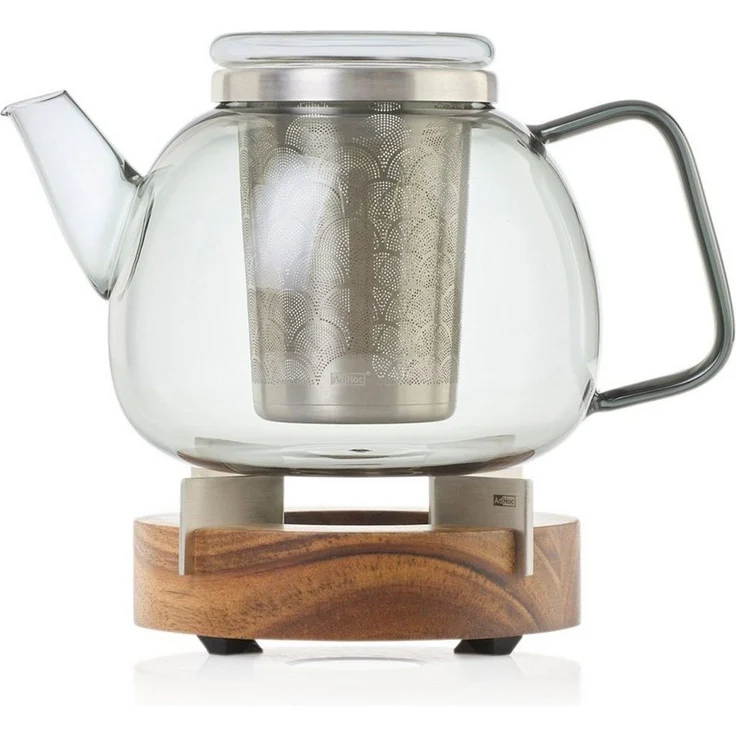 AdHoc Teekanne YUNA im Set mit Stövchen TUTO, 1,2 l, (Spar-Set, 2-St), edle Glaskanne in Rauchgrau mit Feinfilter und Stövchen – Bild 3