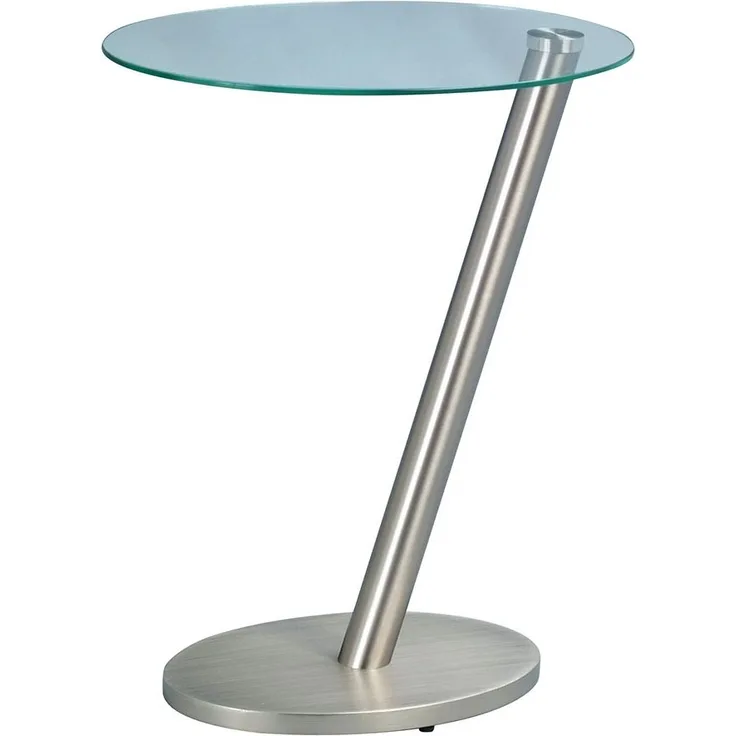Beistelltisch >Burk< in Edelstahlfarben aus Glas - 40x48x30cm (BxHxT)