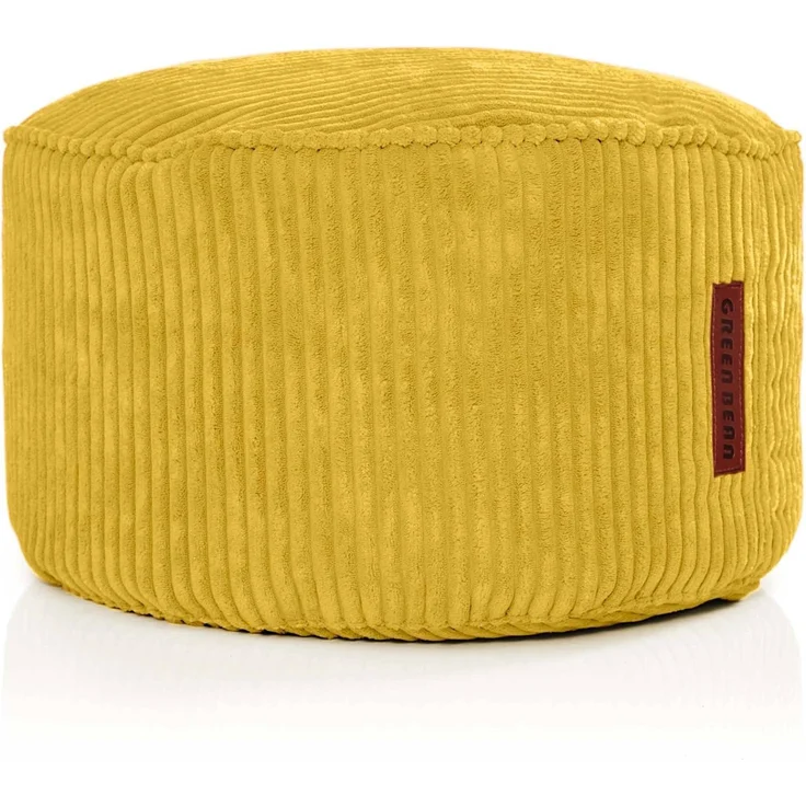 Green Bean Indoor Cord Sitzhocker Pouf Stay 45x25 cm mit EPS-Perlen Füllung - kuschelig weich waschbar - die ideale Ergänzung zum Sitzsack für Kinder & Erwachsene - Gelb – Bild 1