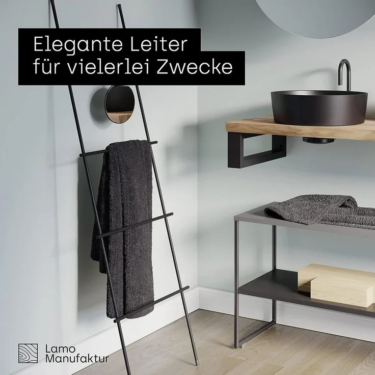 HOLZBRINK Handtuchleiter LLS Handtuchhalter Handtuchständer, pulverbeschichtet, Industriestahl, massive Ausführung – Bild 2