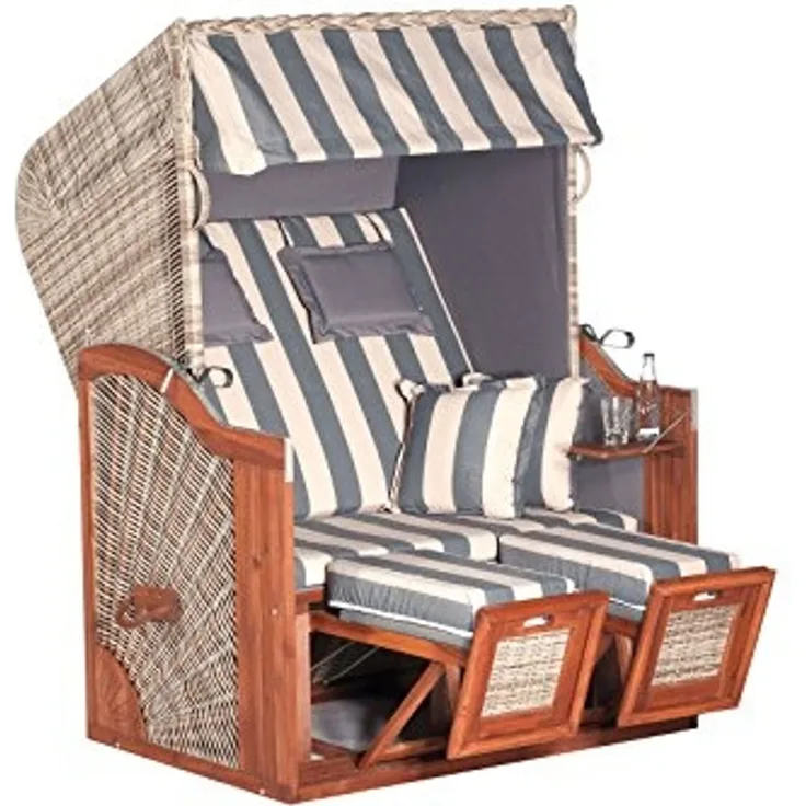 SunnySmart Strandkorb Rustikal 285 Z SUN Edition, BxTxH: 125,00 x 85,00 x 160,00 cm, 3/4 Lieger, Ostsee-Modell, 2-Sitzer, Selbstbausatz, Akazienholz