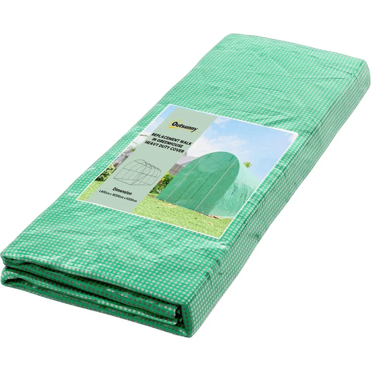 MELAYR, Gewächshausfolie 4 x 2 m, wasserdicht Gartenfolie mit Tür, 8 Fenster, UV Schutz, Grün – Bild 1