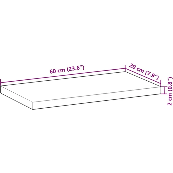 vidaXL Tischplatte 60x20x2 cm Rechteckig Massivholz Akazie 4008731 – Bild 9