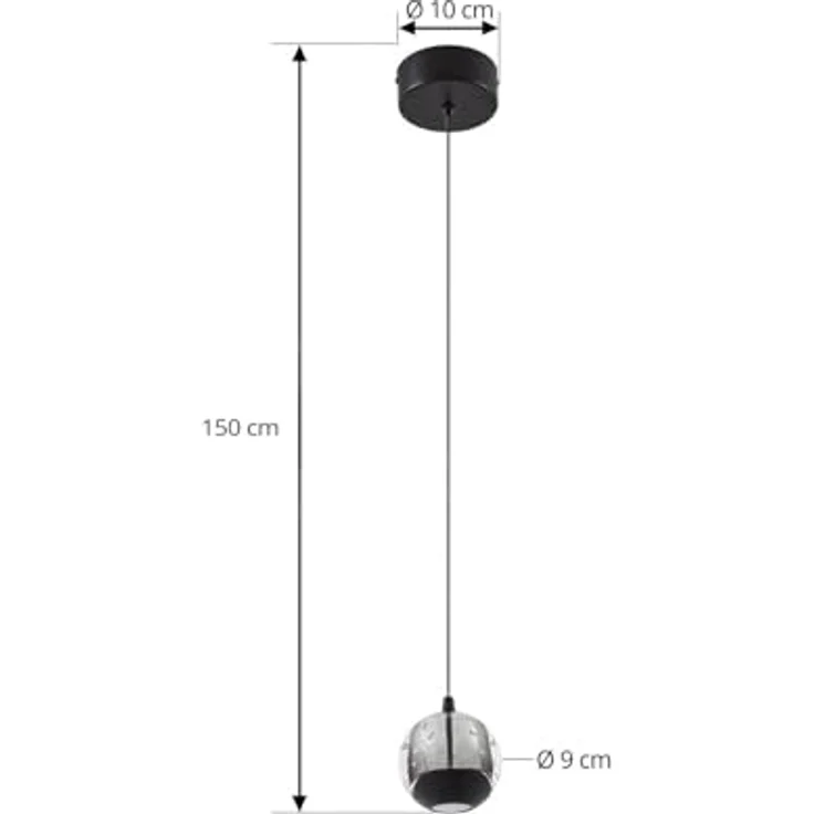 Lucande LED-Pendellampe Hayley, schwarz, 1-flg., Glas, energiesparende LED mit 3000 K Lichtfarbe – Bild 4