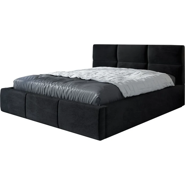 Polsterbett EMILI 90x200 mit Matratze, Bettkasten und Lattenrost. Farbe: Schwarz 20 – Bild 1