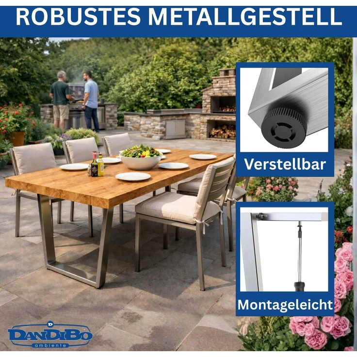 DanDiBo 2x Tischbeine Edelstahl 72 x 72 cm Tischgestell Höhenverstellbar 96679 Tischfüße Möbelfüße Tischkufen Esstisch Beine – Bild 4