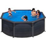 SwimFun Stahlwandpool rund Ø350 × H120 cm – Graphit Grau Familienpool Komplett-Set