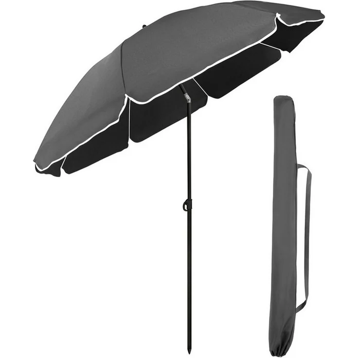 Sekey Sonnenschirm Ø 160 cm Balkonschirm Rund Strandschirm Sonnenschirm mit Schutzhülle, LxB: 160,00x160,00 cm, Neigungswinkel verstellbar, Höhe verstellbar, mit Tragetasche – Bild 1
