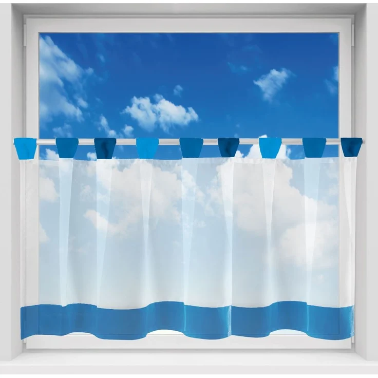 Bistrogardine mit Schlaufen ca. 150x45 cm Auswahl: blau - dunkelblau – Bild 3