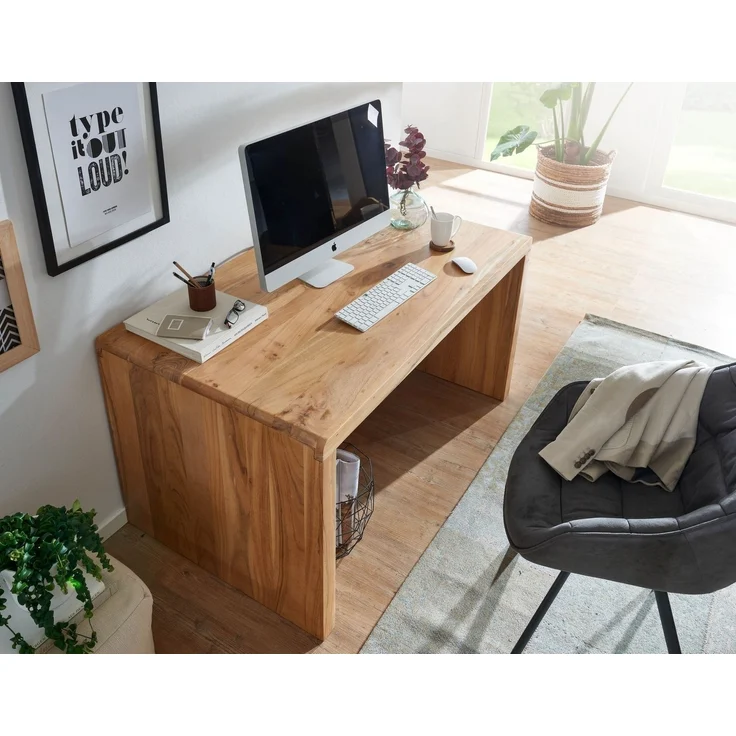 Schreibtisch >BOHA< in Akazie, Massivholz - 160x76x80cm (BxHxT) – Bild 5
