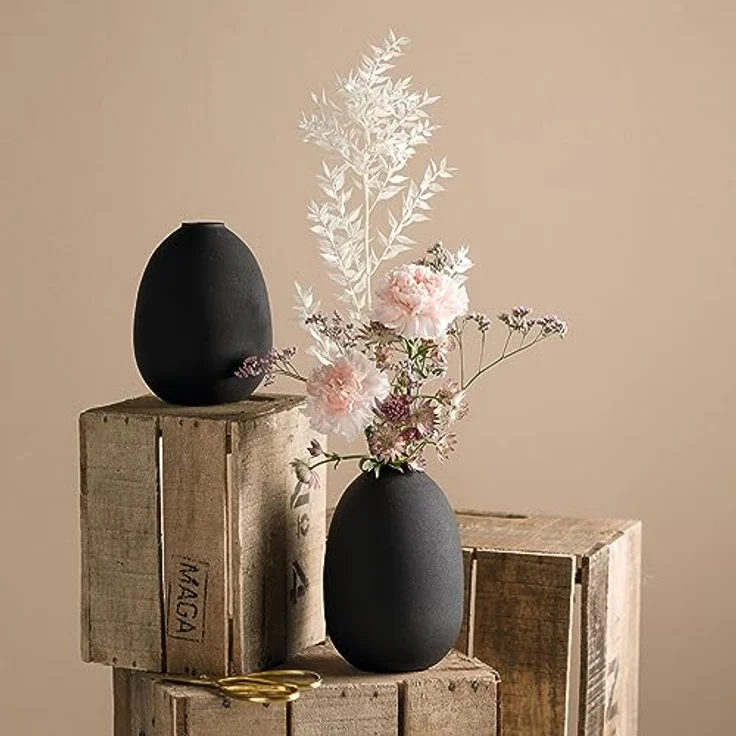 LEONARDO CASOLARE Dekovase, elegante Metallvase in Schwarz für Blumen und Dekoration, 16,4 cm – Bild 2