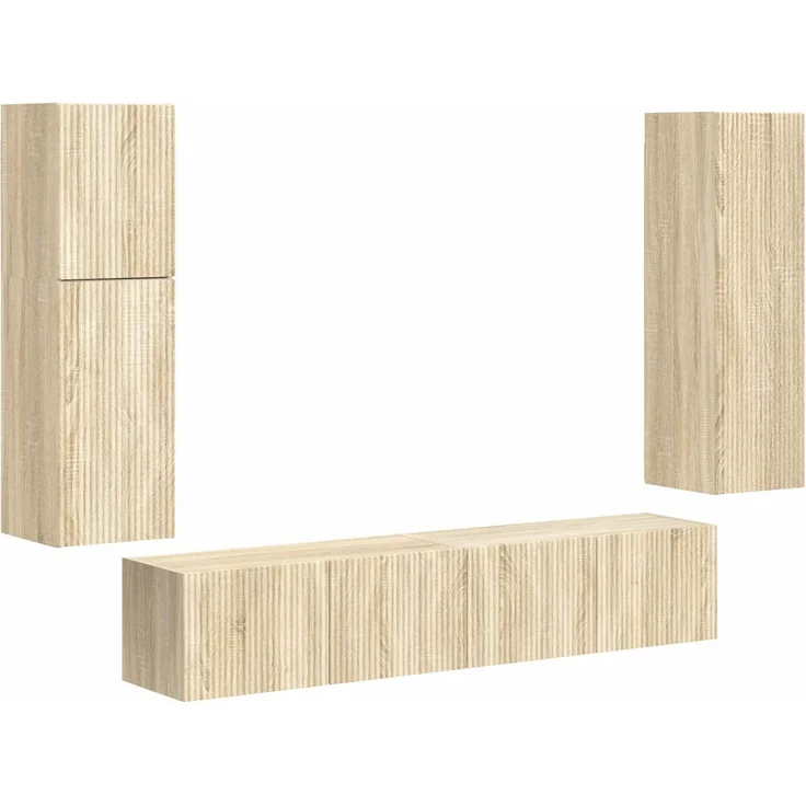 vidaXL TV-Schrankset Wandmontiert 4 pcs Sonoma-Eiche Holzwerkstoff 3409035 – Bild 2
