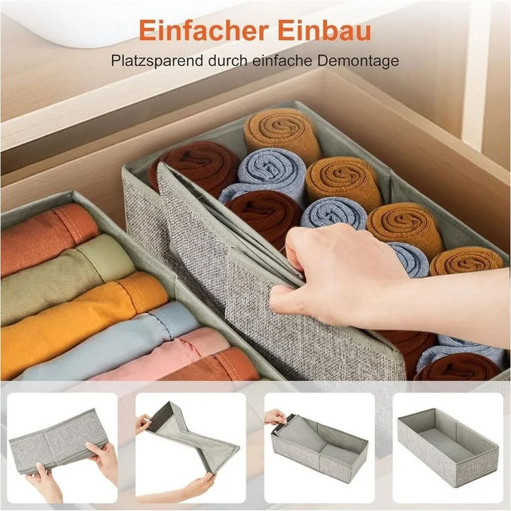 Youyijia Aufbewahrungsbox 4er PCS Schubladen-Organizer aus Stoff – Faltbare Aufbewahrungsboxen – Bild 3