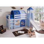 Rutschbett mit Turm "Kasper" 90x200 Kiefer massiv weiß