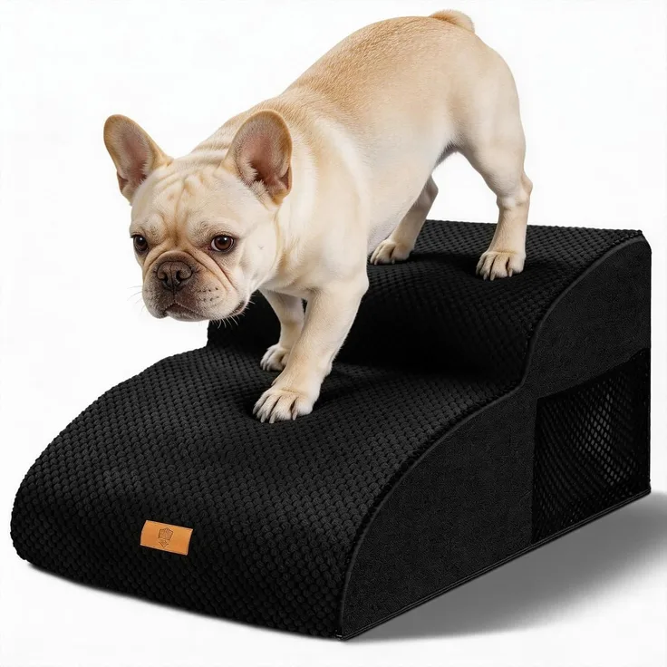 HEVOL Haustiertreppe 2 Stufen, Abnehmbar Hunderampe mit Waschbarer Bezug,Hundetreppe für Kleine Hunde,Katzentreppe für Sofa Bett- Senden 1 Fusselrollen