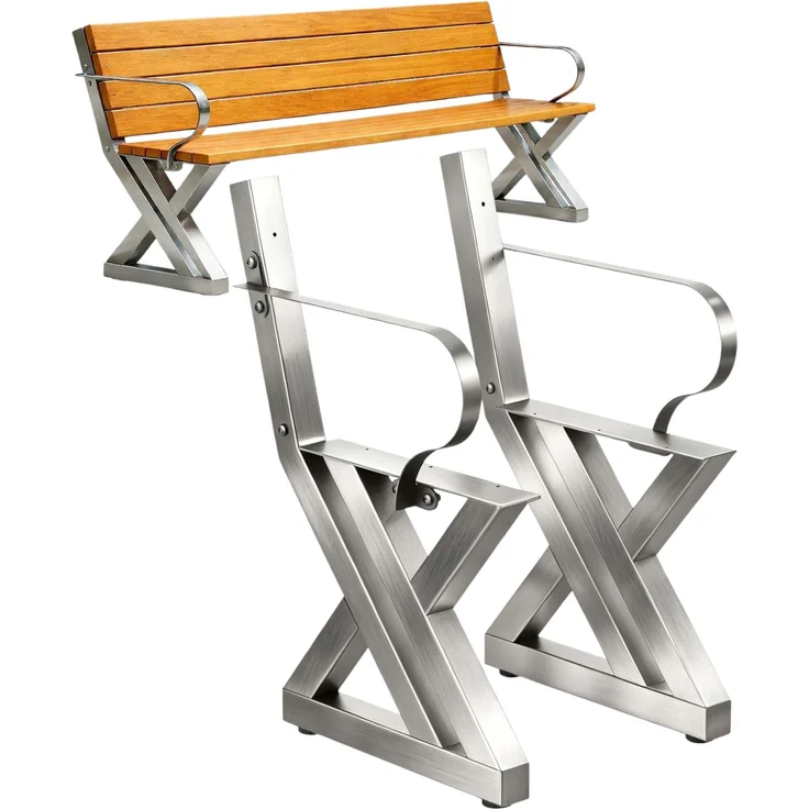 DanDiBo 2x Bankgestell mit Lehne Edelstahl Set DIY Bank Füße Bankkufen Bankbeine 96681 Sitzgestell für Gartenbank Robust Stabil – Bild 1