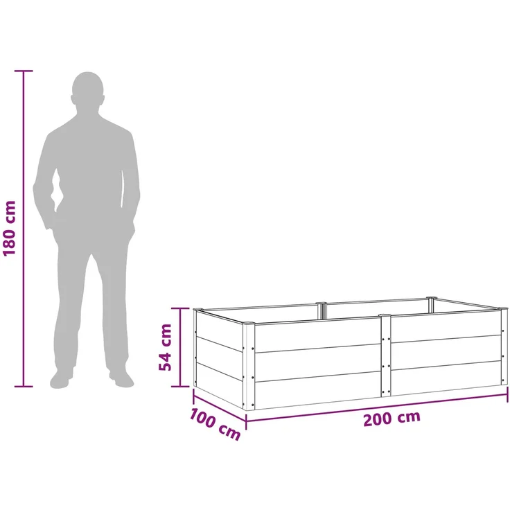 vidaXL Hochbeet Braun 200 x 100 x 54 cm WPC und Aluminium 42039006 – Bild 7