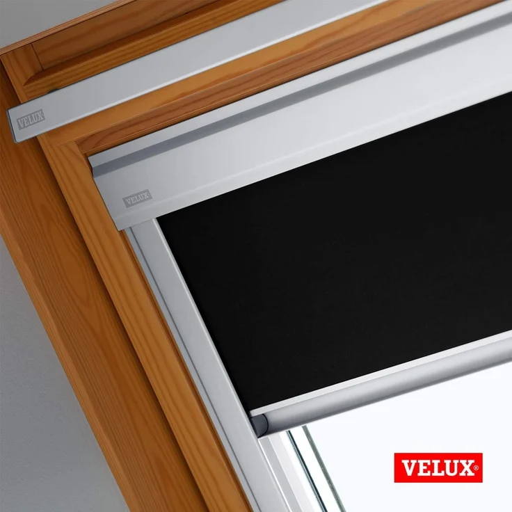 Verdunklungsrollo DBL M06 4249, VELUX, verdunkelnd, ohne Bohren, in Führungsschienen, VELUX »Pick & Click!«, alufarbene Führungsschienen & Griffleiste – Bild 4